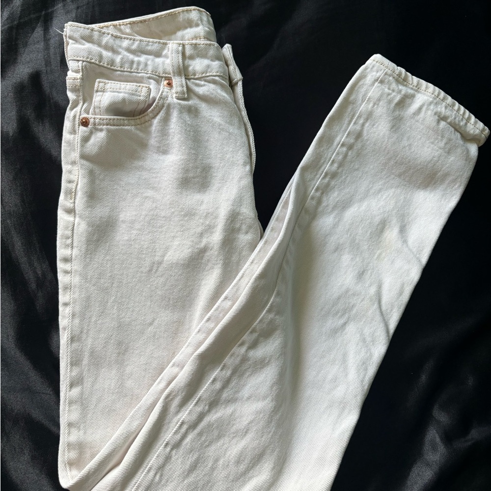 H&M Cream Straight Leg Jeans